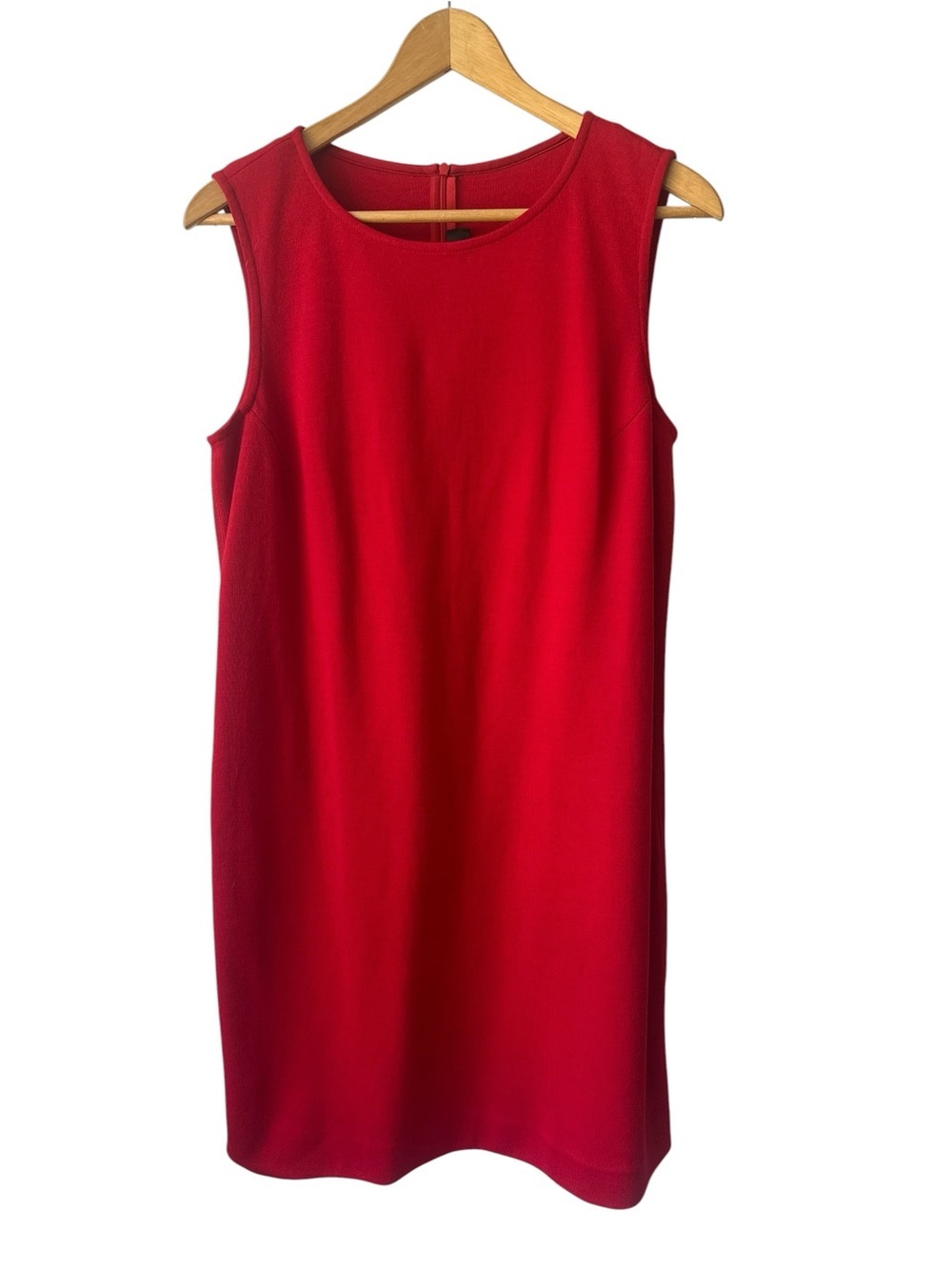 St. John Wool Blend Sleeveless Red Shift Dress